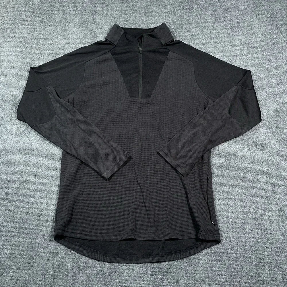 State & Liberty Sweater Mens M Athletic Black Waffle Knit 1/4‎ Zip Performance